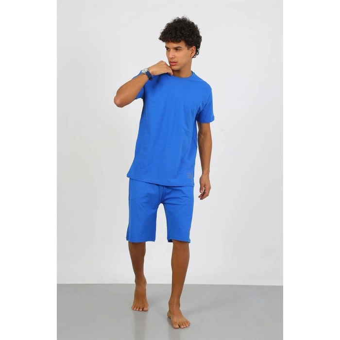 venüsshopping- Erkek Pamuk Lakost Alt Üst Kaprili Pijama Takım Saks