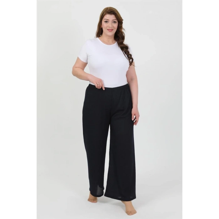 venüsshopping- Kadın Büyük Beden Bürümcük Pantolon Lacivert