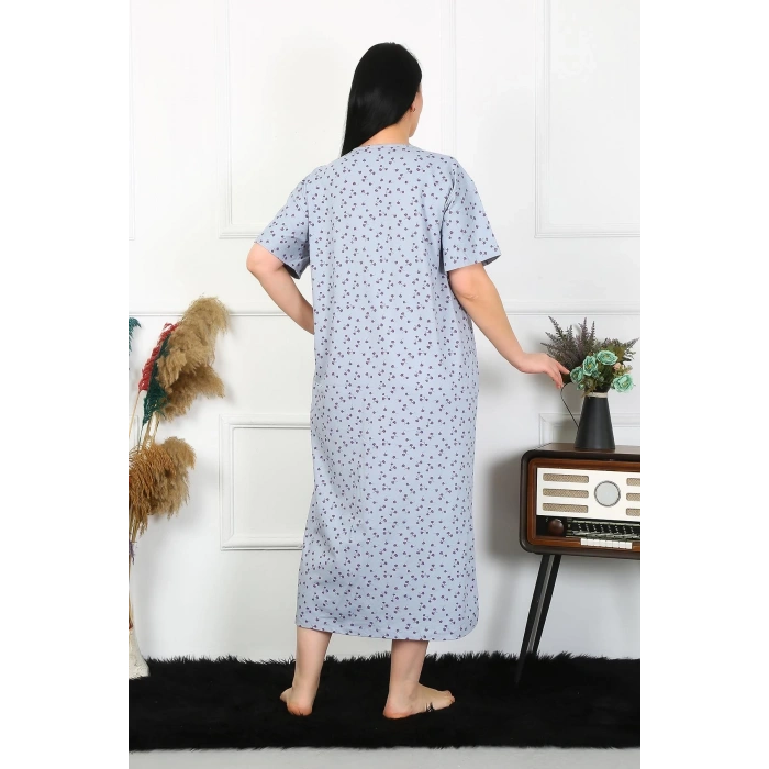 venüsshopping- Kadın Büyük Beden Kısa Kol İndigo Anne Gecelik