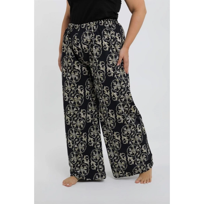 venüsshopping- Kadın Büyük Beden Lacivert Rahat Kesim Baggy Tek Alt