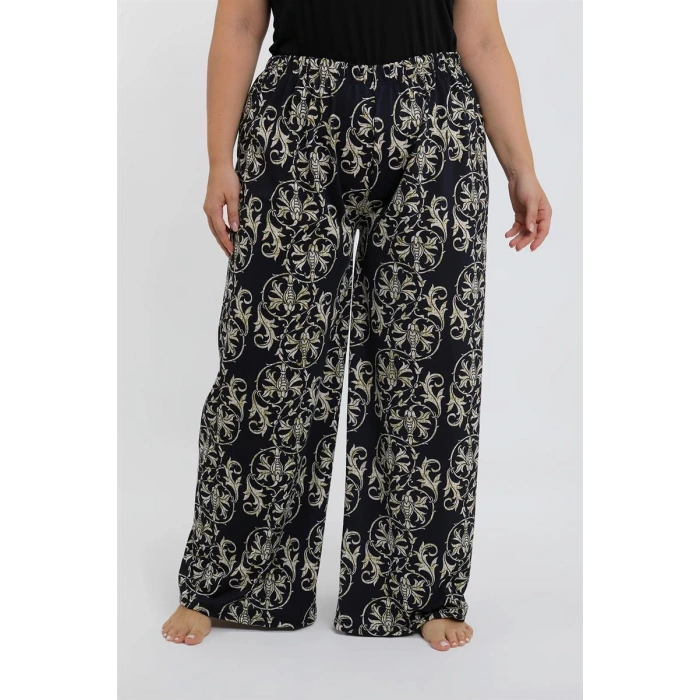 venüsshopping- Kadın Büyük Beden Lacivert Rahat Kesim Baggy Tek Alt