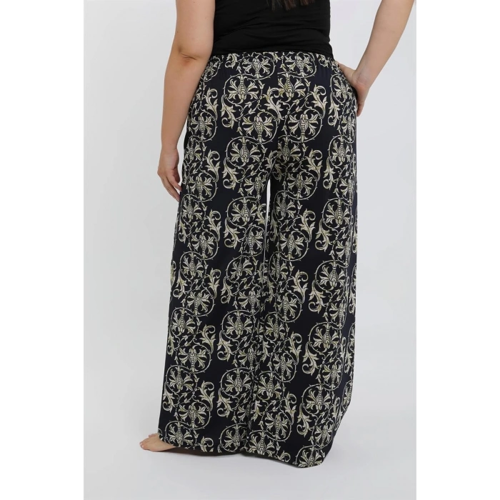 venüsshopping- Kadın Büyük Beden Lacivert Rahat Kesim Baggy Tek Alt