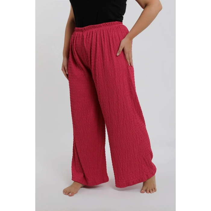 venüsshopping- Kadın Büyük Beden Mercan Rengi Rahat Kesim Baggy Tek Alt