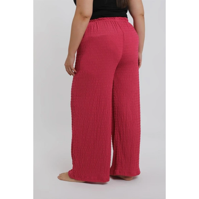 venüsshopping- Kadın Büyük Beden Mercan Rengi Rahat Kesim Baggy Tek Alt