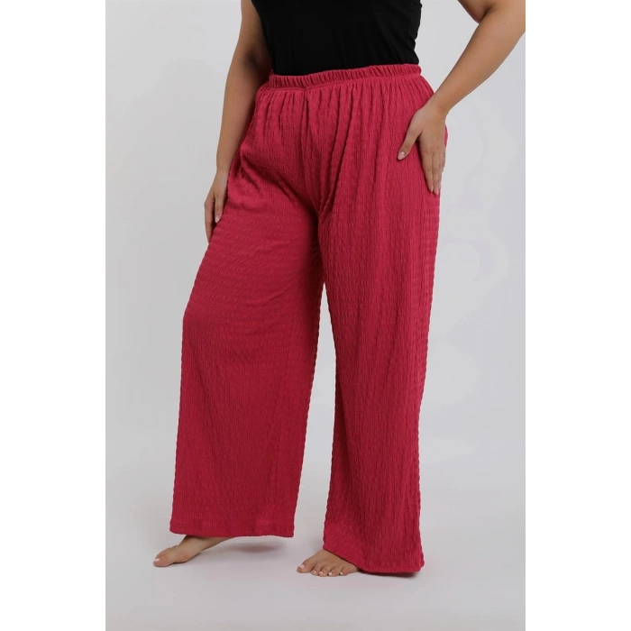 venüsshopping- Kadın Büyük Beden Mercan Rengi Rahat Kesim Baggy Tek Alt