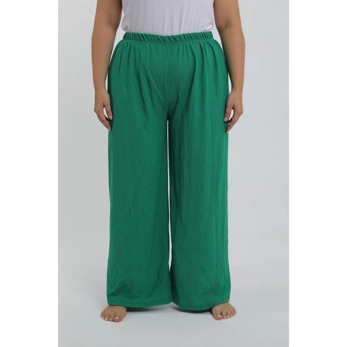 venüsshopping- Kadın Büyük Beden Yeşil Rahat Kesim Baggy Tek Alt