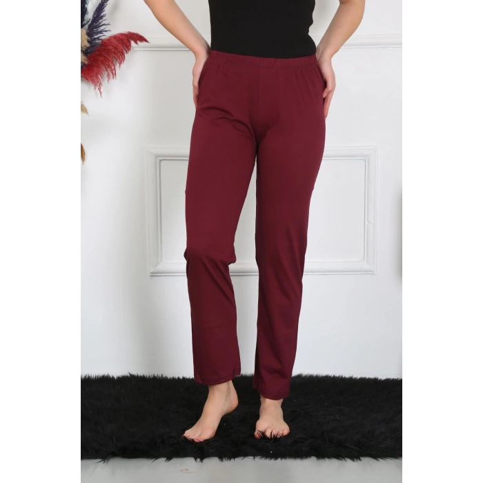 venüsshopping- Kadın Pamuk Penye Tek Alt Pijama Bordo