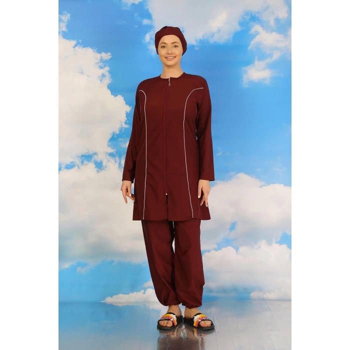 venüsshopping- Kadın Tam Tesettür Bordo Mayo