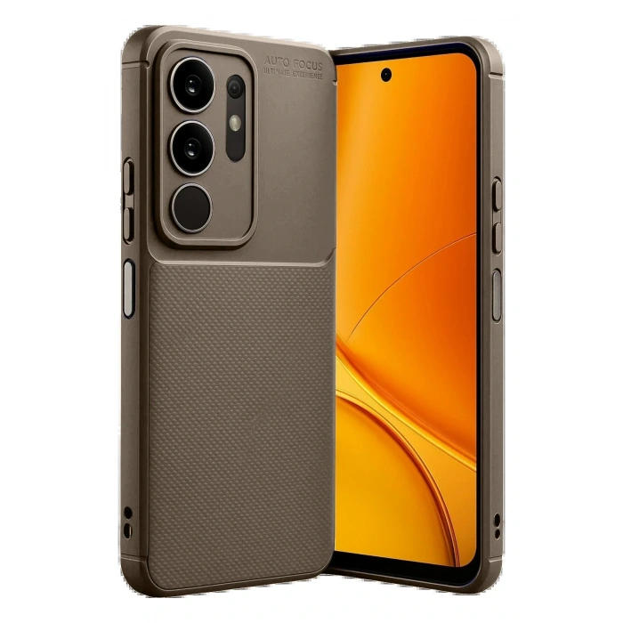 Vivo Y29 4G Auto Focus Karbon Kapak - Kahverengi