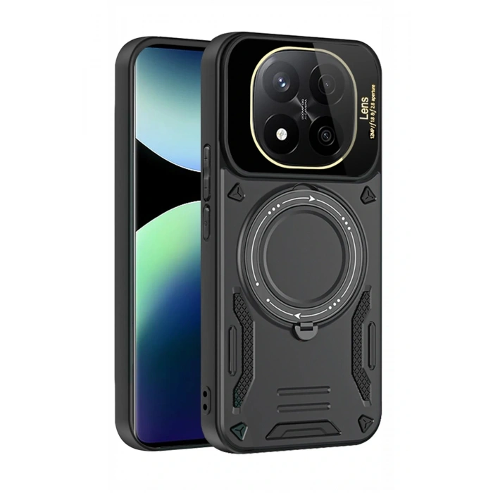 Xiaomi 14T Pro Kılıf Joy Lens Standlı Kapak - Siyah
