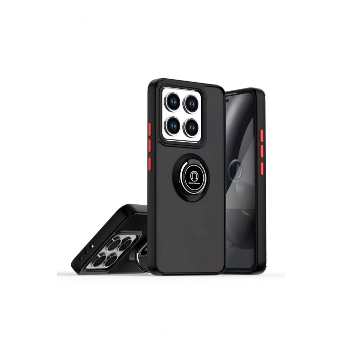 Xiaomi Mi 14T Montreal Yüzüklü Silikon Kapak - Siyah