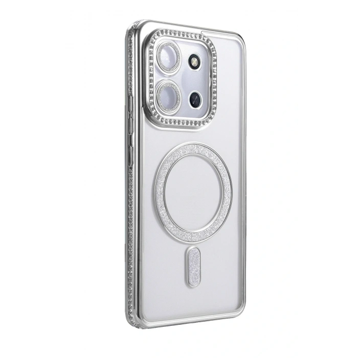 Xiaomi Redmi 15C 4G Joke Simli Magneticsafe Kılıf - Gümüş