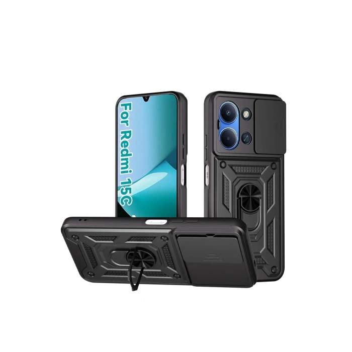 Xiaomi Redmi 15C 4G Pars Lens Yüzüklü Silikon - Siyah