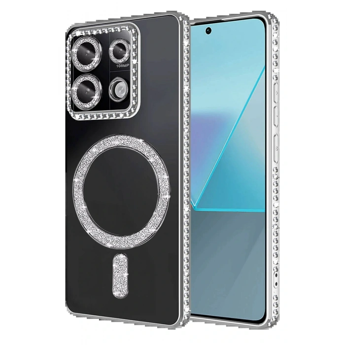 Xiaomi Redmi Note 13 Pro 4G Joke Simli Magneticsafe Kılıf - Gümüş