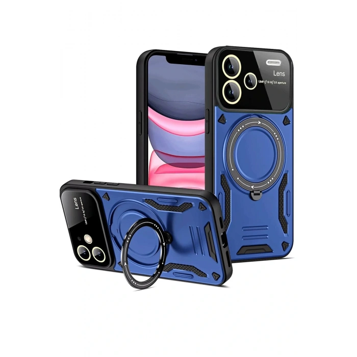 Xiaomi Redmi Note 13 Pro Plus Joy Lens Standlı Kapak - Lacivert