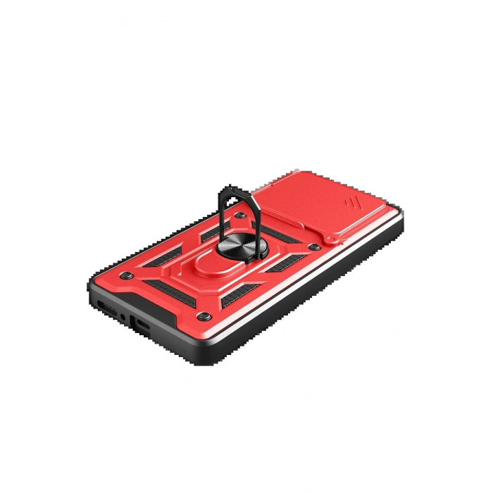 Xiaomi Redmi Note 14 4G Pars Lens Yüzüklü Silikon - Kırmızı