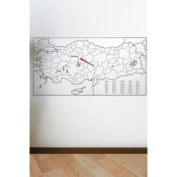 Yazılabilir Türkiye Haritası Manyetik Duvar Stickerı 110 X 56 Cm (4172)