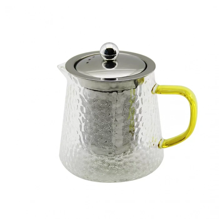 Yuvarlak Kabartmalı - Borosilikat  Cam Demlik 550ml (4172)