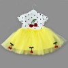 1-2-3 Yaş Payetli Kiraz Nakışlı Kiraz Etekli Kız Bebek Tütü Elbisesi Sarı