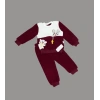 1-2-3 Yaş Sallanan Balık Nakışlı Kuzu Kumaş Sweat Pantolon Uzun Kollu Kız Erkek 2 Li Takımı Bordo