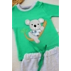 3-6 6-9 9-12 12-18 Ay Yavru Koala Nakışlı Uzun Kollu Sweat 2li Kız Erkek Bebek Takımı Yeşil