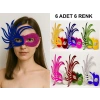 6&apos;lı Renkli Balo Maskesi Seti | Karton &amp;amp; Lastikli (yetişkin-çocuk Uyumlu) (4172)