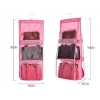 6 Gözlü Pratik Dolap İçi Çanta Askılığı/Organizer (Pembe)