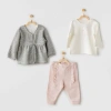 Ballerina 3lü Bebe Takım Grey Ecru Pink