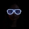 Beyaz Led Işıklı Parti Gözlüğü - Neon Glow Şerit Gözlük 3 Modlu (4172)