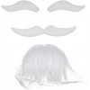 Beyaz Renk Kendinden Yapışkanlı Takma Sakal Bıyık Ve Kaş Seti (4172)