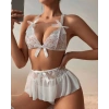 Fantazi Beyaz Dantelli Fiyonklu Seksi Babydol