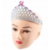Fuşya Kalpli Gümüş Renk Kraliçe Tacı Prenses Tacı (4172)