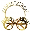 Happy Birthday Yazılı Taç Ve Happy Birthday Yazılı Gözlük Seti Altın Renk (4172)