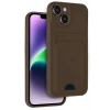 iPhone 14 Kılıf Kelvin Kartvizitli Silikon - Kahverengi