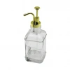 Kare Cam Şişe - Şeffaf Sıvı Sabunluk 500ml Pompa - Musluk Ayrık Model Başlı (4172)