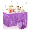 Kendinden Yapışkanlı Mor Metalize Püsküllü Masa Eteği – 75 X 275 Cm Parti Süslemesi (4172)
