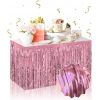 Kendinden Yapışkanlı Rose Gold Metalize Püsküllü Masa Eteği – 75 X 275 Cm Parti Süslemesi (4172)