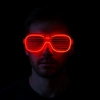 Kırmızı Led Işıklı Parti Gözlüğü - Neon Glow Şerit Gözlük 3 Modlu (4172)