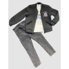 Kot Pantolonlu Pilot Mont Uzun Kollu Penye Sweat 3lü Erkek Çocuk Takımı Füme