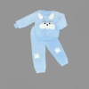 Kulaklı Tavşan Figürlü Kuzu Kumaş Sweat Pantolon Uzun Kollu Kız Erkek 2 Li Takımı Mavi