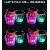 Led Işıklı Eğlence Bardakları - 3 Modlu Renk Değiştiren Bardak 12 Adet (4172)
