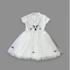 Petli Tavşan Baskılı Kız Çocuk Elbisesi Beyaz