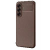 Samsung Galaxy A56 Kılıf Auto Focus Karbon Kapak - Kahverengi