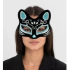 Siyah Renk Süet Kaplama Üzeri Gümüş Mavi Simli Kedi Maskesi 17x14 Cm (4172)