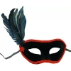Siyah Renk Yandan Tüylü Siyah Süet Kaplama Parti Balo Maskesi 21x20 Cm (4172)