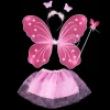 Toz Pembe Kelebek Kostümü - Toz Pembe Kelebek Kostüm Aksesuar Seti 4 Parça (4172)