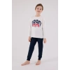U.s. Polo Assn Uzun Kol Pijama Takım Us2203-4 Beyaz