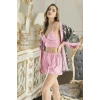 venüsshopping- 3lü Saten Şortlu Takım Pembe