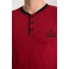 venüsshopping- Erkek Bordo Düğmeli Yaka Kısa Kol Pijama Takımı