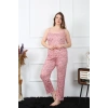 venüsshopping- Kadın Büyük Beden Somon İp Askılı Pijama Takım